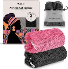 CORATED Authentic African Net Sponge with Knots, Shower Loofah Exfoliating Bath