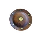 Räucherstäbchenhalter rund Holz mit Messingeinlagen Sterne