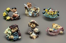 Boyd  s Bears Brooches Lot of 6 Tea Cup Clown Roses Lilies Pumpkin Anniversary