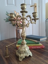Brass 3-Arm Candelabra and fire extinguisher Vintage, Heavy,