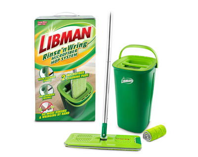 Libman Rinse N Wring Microfiber Mop System Bucket 2 Washable Mop Pads 
