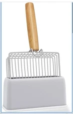 Fast Sifting Cat Litter Scoop with Holder Stand Stainless Steel Poop Scooper ...