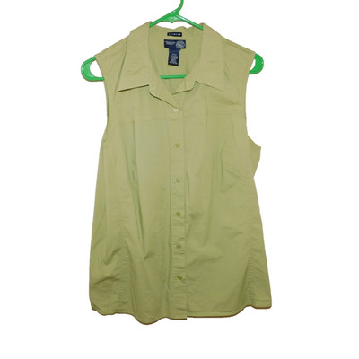 Venezia Jeans Clothing Olive Green Sleeveless Button-Up Blouse Women size 18/20