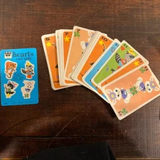 Vintage Retro 1960s Hearts Kids Game Swap Cards Set: Raccoon Rabbit Squirrel Cat