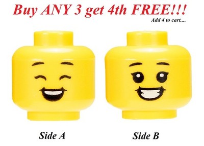 NEW LEGO Minifigure Minifig Dual Sided Head Face FEMALE Girl Women Laughing