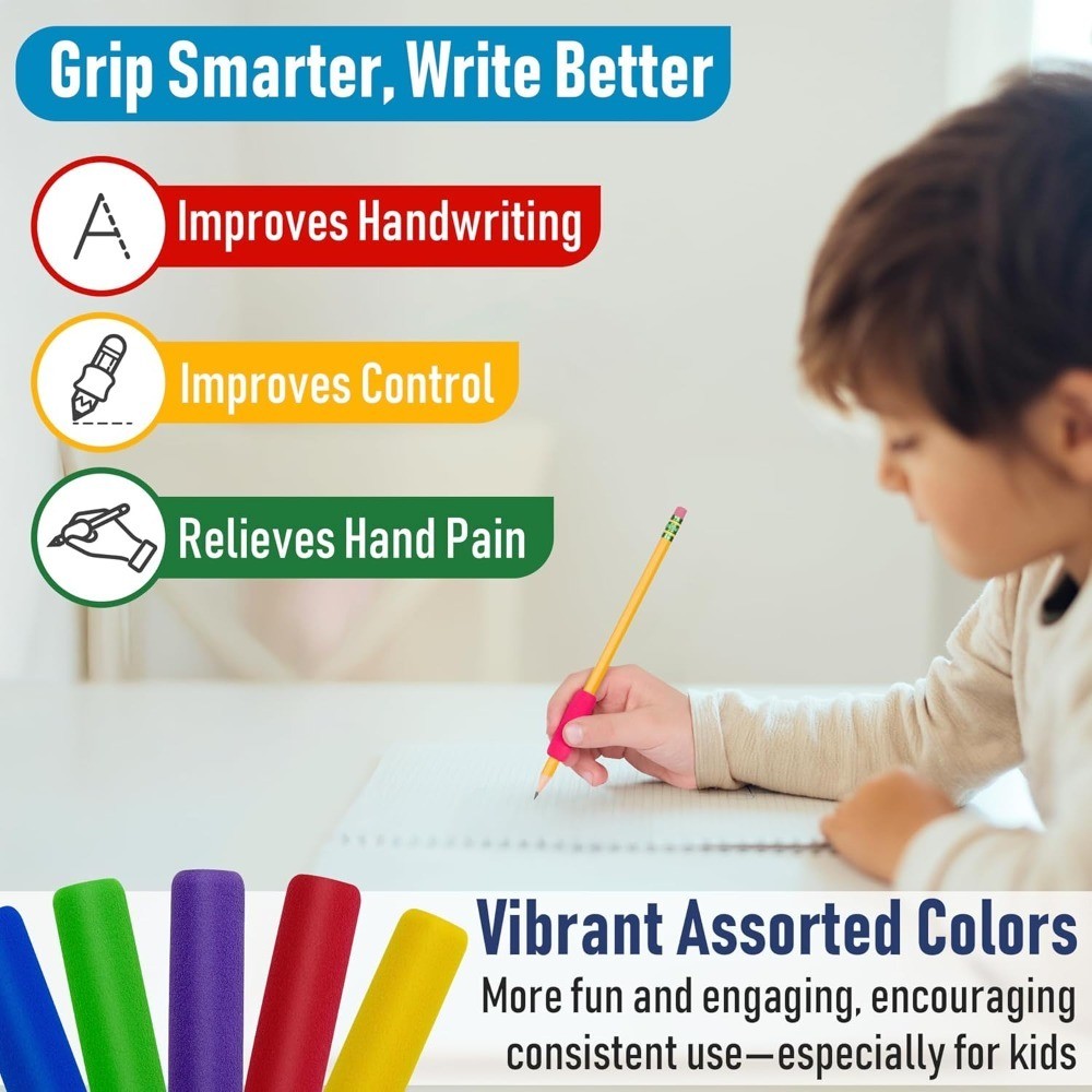 Soft Foam Pencil Grips for Kids, Ergonomic Writing Aid for Left and Right