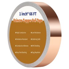 Copper Tape 1inch X 66 FT , Copper Foil Tape with Conductive Adhesive Stained