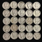 25 Mercury Dimes 90% Silver – Fine/Very Fine -Mixed Dates & Mints