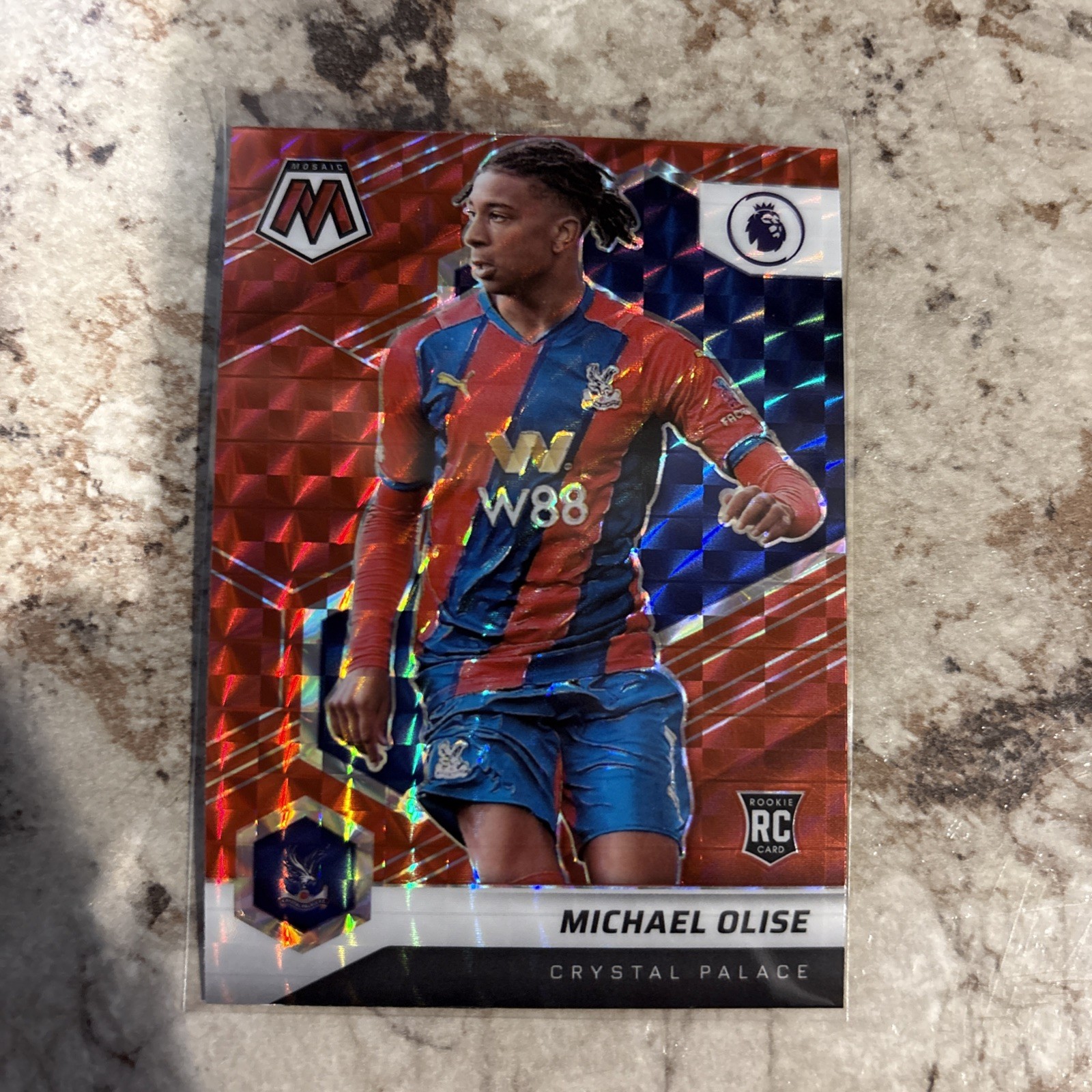 2021-22 Panini Mosaic Premier League Red Prizm Michael Olise #136 Rookie RC
