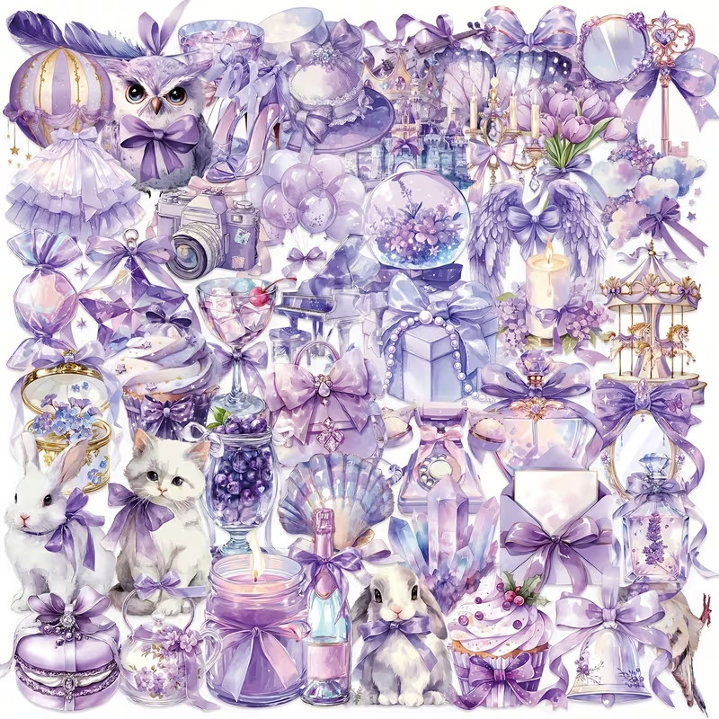 50 Pack of Clear Purple Stickers for Laptop/Water Bottle/Pho