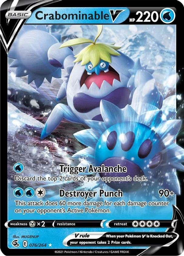 Crabominable V - 076/264 - Pokemon Fusion Strike Sword Shield Ultra Rare Card NM