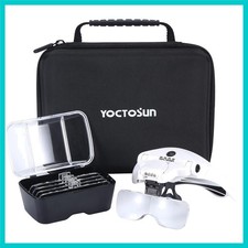 Hands-Free LED Head Magnifier with 5 Lenses  Storage Case - Perfect for Crafts