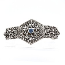 Silver Hair Accessory with Blue Center