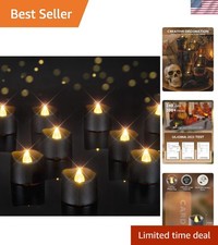 12-Pack Black Flameless Battery Tea Light Candles, 200 Hours