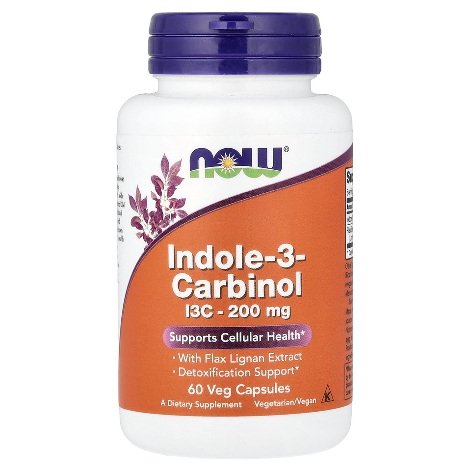 Now Foods Indole-3-Carbinol 200 mg 60 Veg Capsules GMP Quality, Kosher, Vegan,