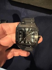 CARTIER WATCH WSSA Santos black ADLC steel