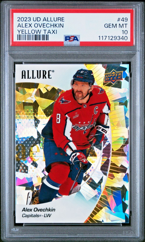2023 Upper Deck Allure 49 Alex Ovechkin Yellow Taxi PSA 10 Gem Mint Refractor