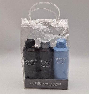 Kenneth Cole Mankind Body Spray Collection Mens Hero Blue New  3 Pc Set