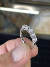 PAJ Sterling Silver Cubic Zirconia CZ 5 Stone Ring Sz 7.25