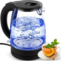 Retoo Glas Wasserkocher Mit 1.7L 2200W, Blitzaufheizung, 1.7 Liter, Schwarz