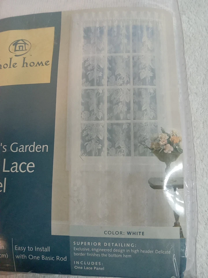 Juego de 2 paneles de encaje blanco transparente romántico para toda la casa Sarah's Garden 56" W × 84" L Foto 4 de 4