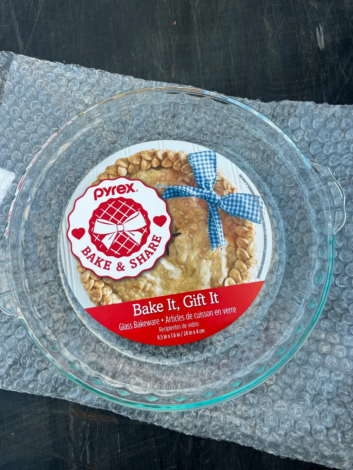 PYREX BAKE IT! Pie Plate GLASS Baking Dish FLUTED EDGE 9.5" X 1.6" New SET OF 4