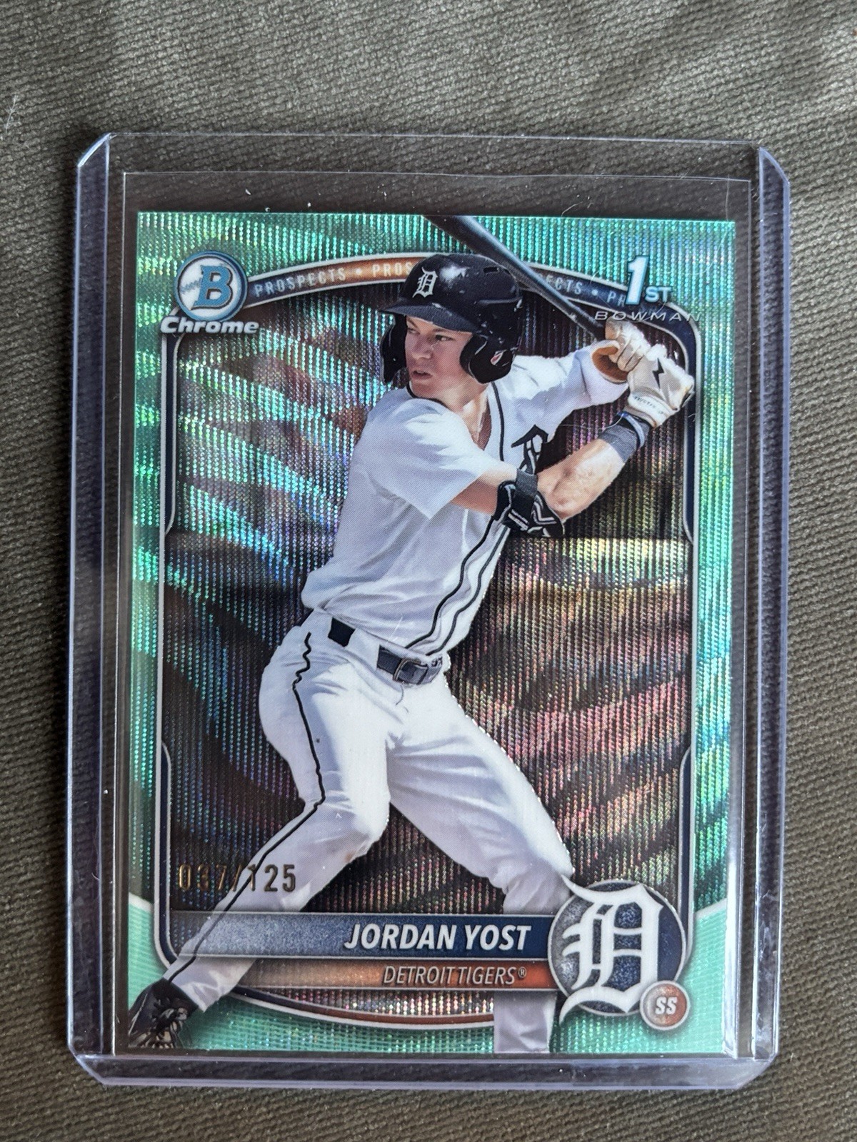 Jordan Yost 2025 Bowman Draft Chrome Aqua Wave Refractor 1st RC Card /125