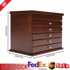 Jewelry Cabinet Storage Box Gift Chest Armoire Organizer W/ 6 Layers Drawer New