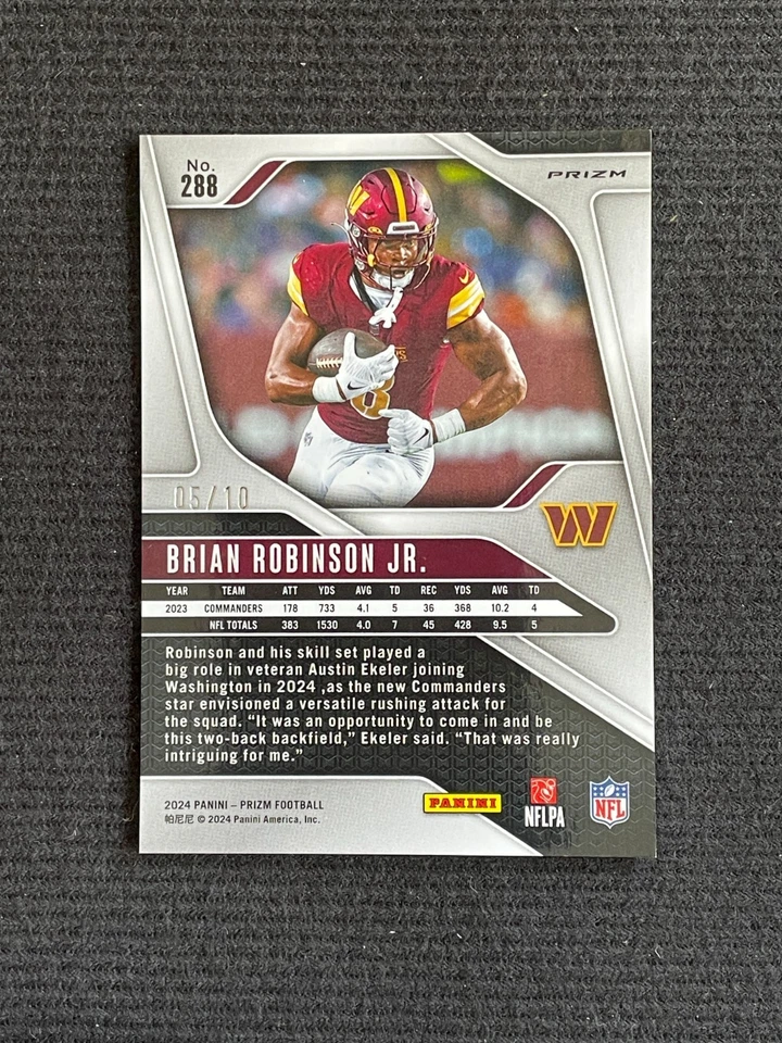 Brian Robinson Jr. 2024 Panini Prizm NFL Gold Choice Prizm 05/10 #288 - Image 2 of 2