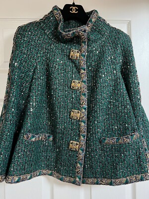 Chanel 11A VINTAGE Paris-Byzance GREEN GOLD JACKET GRIPOIX buttons
