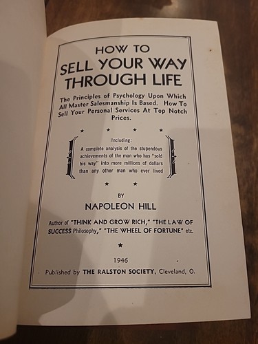 Napoleon Hill / HOW TO SELL YOUR WAY THROUGH LIFE 1946 No DJ Distressed Antique - Picture 5 of 7