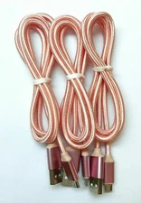 3-Pack Micro USB Charger Fast Charging Cable Cord For Samsung Android Phone Rose