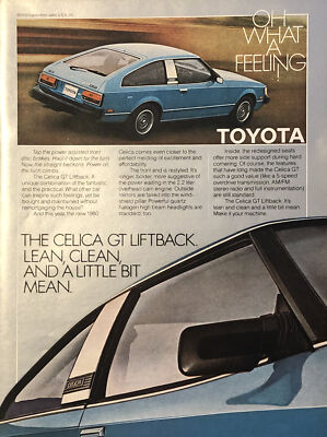 1980 Toyota Celica GT Liftback PRINT AD Lean Clean & Mean VTG 80s