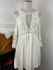 !Heart 47 Lace Floaty White Cut Out Dress W/Pockets ~ Small
