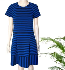 Banana Republic Women's Flattering Fit-and-Flare Stripe Crew-neck Dress Size 12