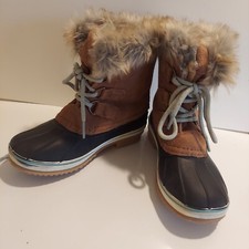 NORTHSIDE Girls 3M Thinsulate Waterproof Gray/Blue Lace Up Winter Snow Boots 13