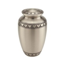 Brass Pewter Heart Engraved Cremation Urn Funeral Burial Jar for Human Ashes