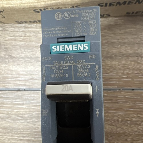 Interruttore automatico SIEMENS 3VA4120 5ED14 0AA0 monopolare 20 AMP telaio 125M nuovo - Foto 2 di 9