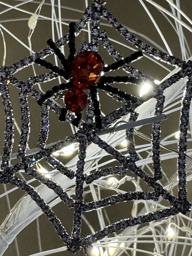 Vintage Strass Spinne & Netz Silber Zinn Goth Pin Krappen Set New Old Stock