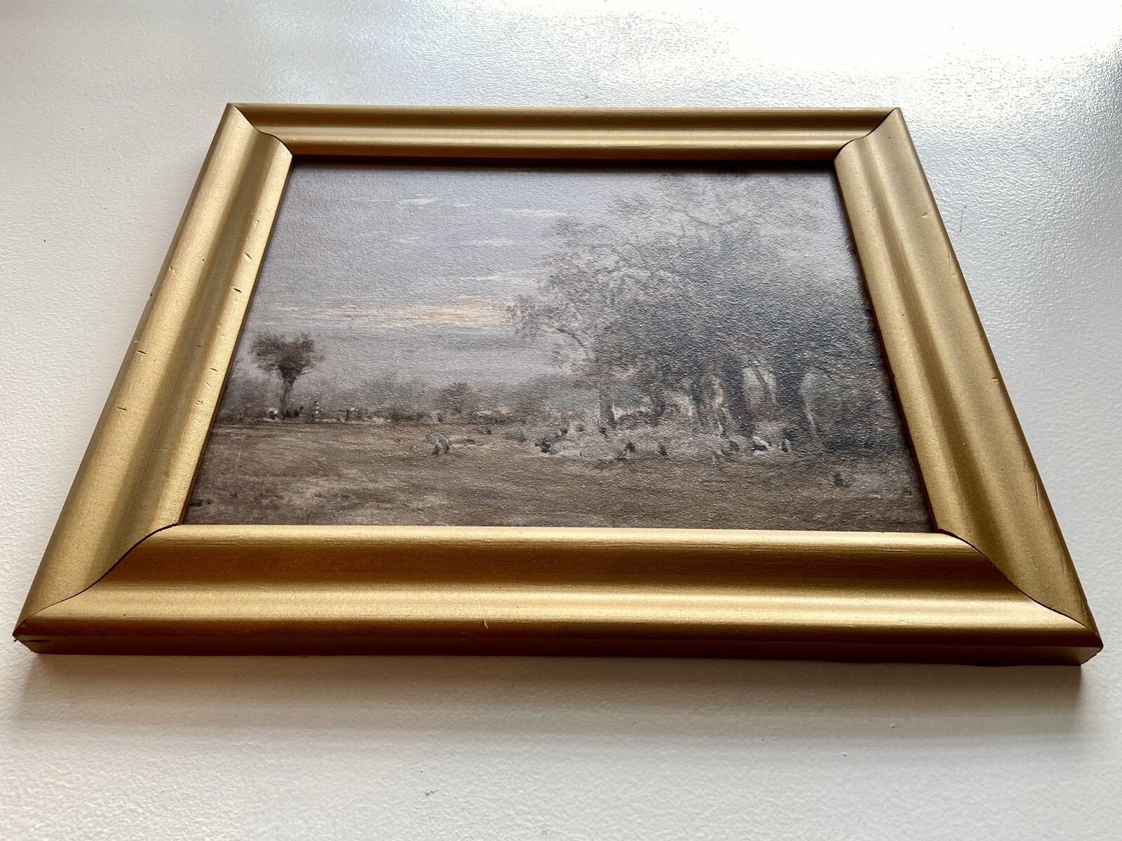 Framed Landscape Painting 8x10 Vintage Art Prints Gold Antique Decor