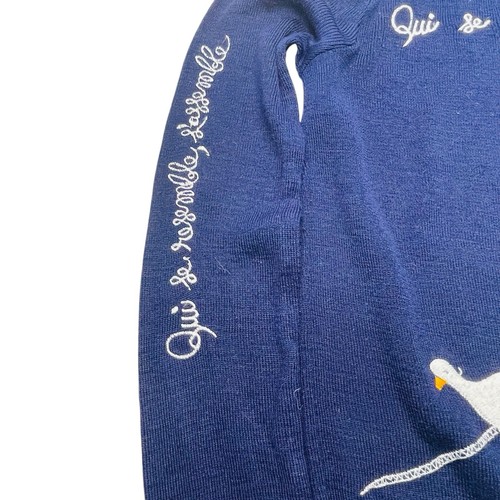 Qui Se Resemble L’Assemble Embroidered Geese Blue LS Pullover Sweater Women’s M - Picture 4 of 13