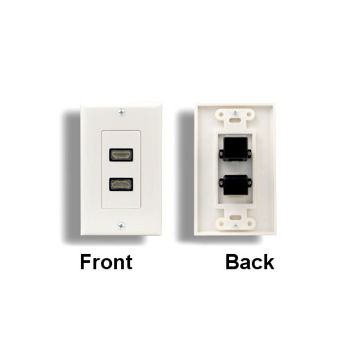 KNTK Two Ports HDMI Wall Plate Cover w/ 90 Degree Female Connector White