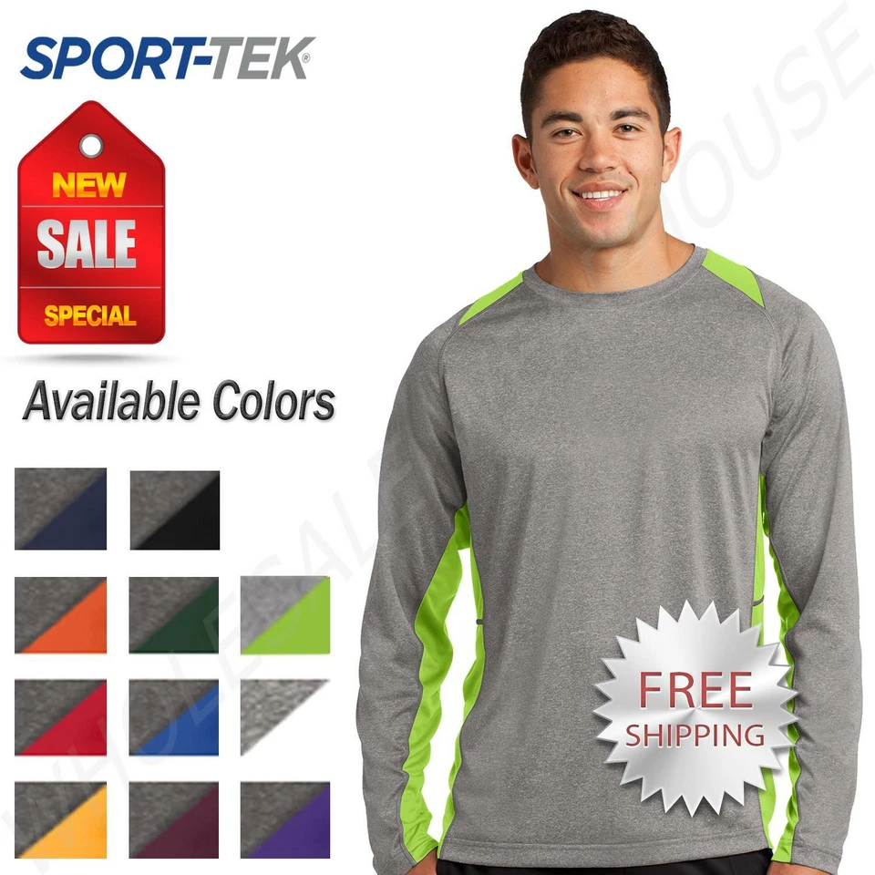Sport-Tek Mens Long Sleeve Heather Colorblock Contender T-Shrit ST361LS