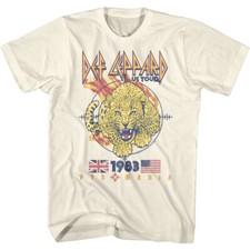 Def Leppard Pyromania US Tour 1983 Fire Leopard Men's T Shirt Rock Band Merch