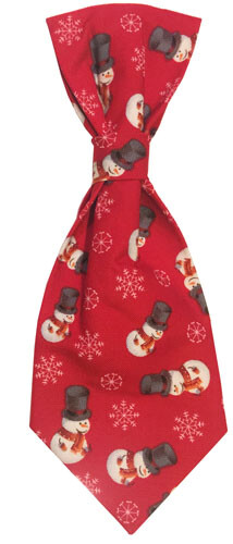 Dog Necktie Winter Red with Snowmen - Picture 1 of 1