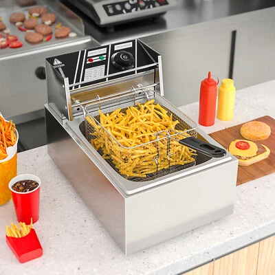 DARDVORLAG Fritteuse Edelstahl Kaltzone Fritöse Gastro Profi Elektro Friteuse 6 L 2500W