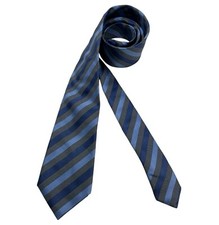 HUGO BOSS Gray/Blue Striped Silk LUXURY Tie ITALY