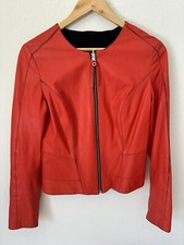 Genuine Leather Patchwork Jacket Red Size S