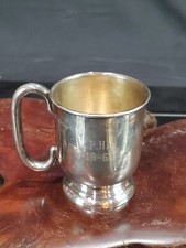 Antique 1900's Birmingham Sterling Silver Christening Mug W/Monograph 2.5 Oz