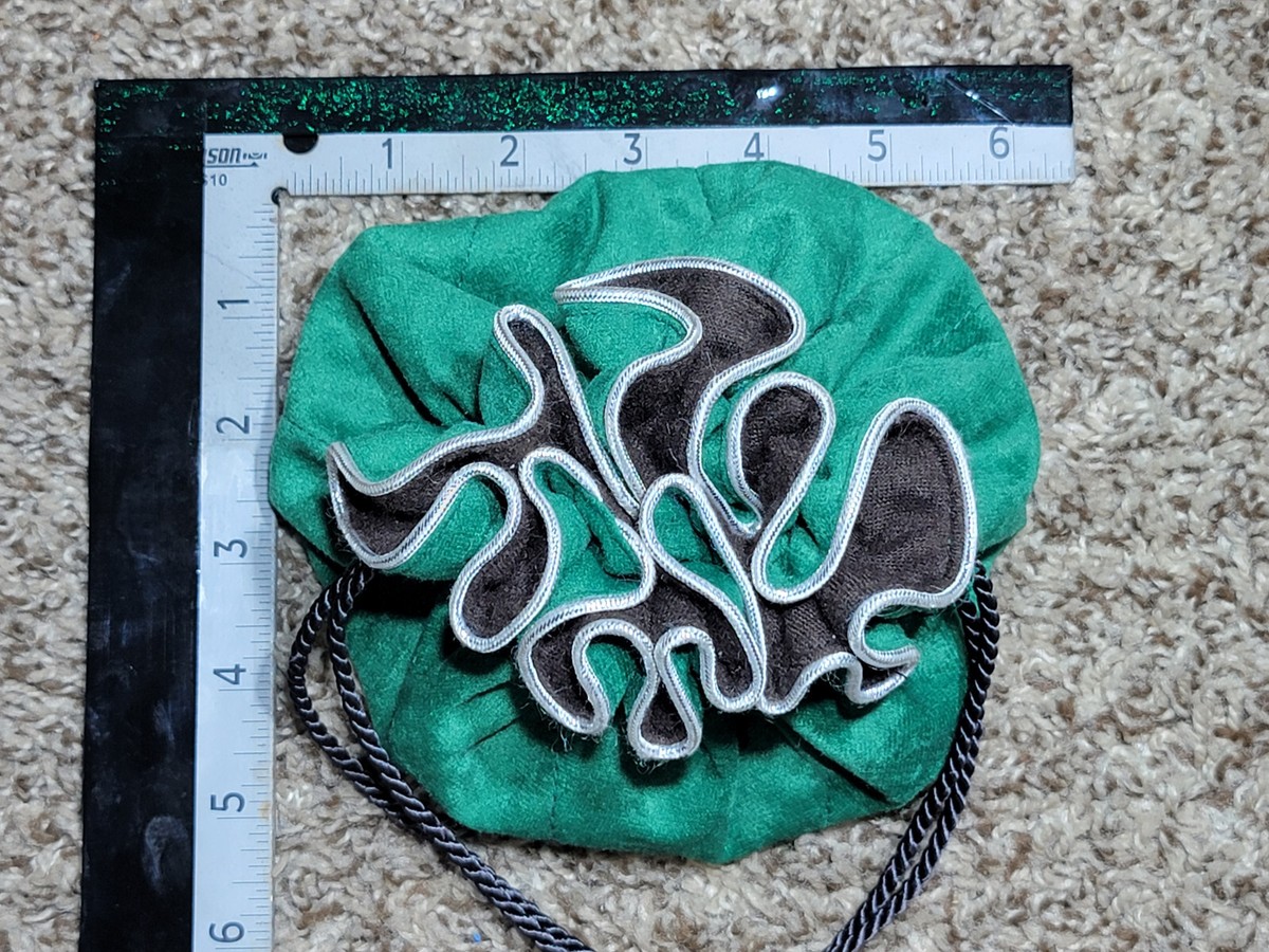 vintage velvet travel jewelry bag drawstring 8 pocket Green